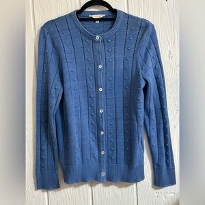Lucky Brand Blue Knit Button-Up Cardigan Sweater
